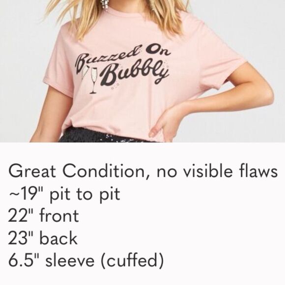 Show Me Your Mumu Buzzed On bubbly Graphic Tee Pink Cotton Size Small - Picture 2 of 6